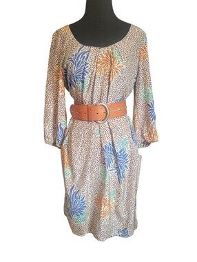 Corey Lynn Calter Anthropologie 100% Silk Floral Boho Midi Dress Pockets Size 6